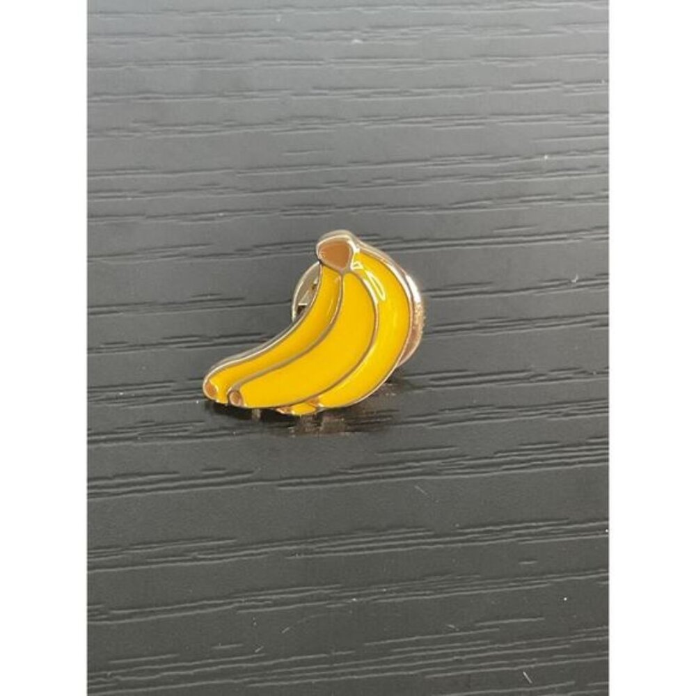 Banana Enamel Pin Yellow & Gold Metal Cute Fruit Design
